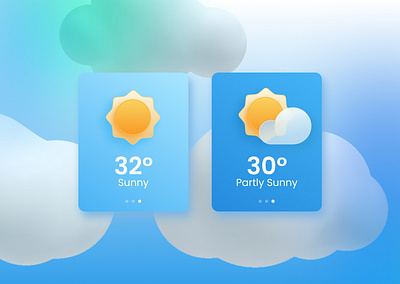 Weather Cards 2d cards clean cloud colorful design dribbble figma graphic design illustration simple sun weather