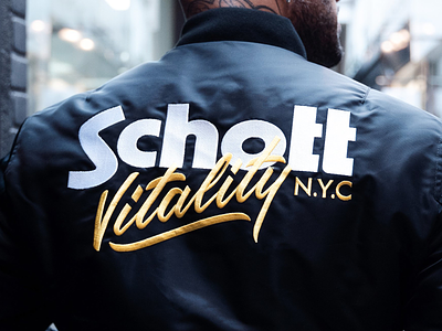 Team Vitality x Schott NYC logo brand identity branding calligraphy custom lettering custom logo e sports handlettering handwriting illustration lettering logo logotype merchandise new york type typography vitality