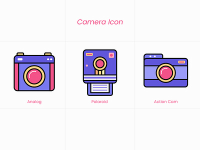 Camera Icon Illustrations analog camera camera colorfull design digital iconography icons illustration minimalist pocket polaroid tech