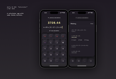 Daily UI 004 - Calculator with skeuomorphic buttons dailyui mobile