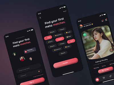 Dating App Design dark dating design mobile modern ui ux