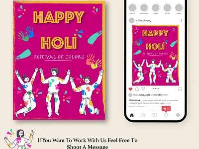 Holi Festival Banner animation banner colors design festival graphic design holi holi2023 illustration illustrator post vector