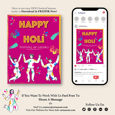 Holi Festival Banner animation banner colors design festival graphic design holi holi2023 illustration illustrator post vector