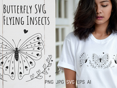 Butterfly SVG, Cutting File, Flying Insects SVG butterfly butterfly outline butterfly vector designbundles flying insect insect line art insects png printable svg sublimation designs svg svg animal svg t shirt design tattoo
