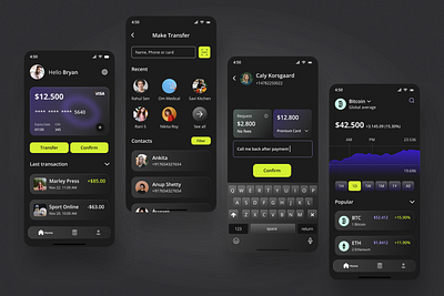 Finance App appdesign darkmode figma mobileapp redesign ui uidesign