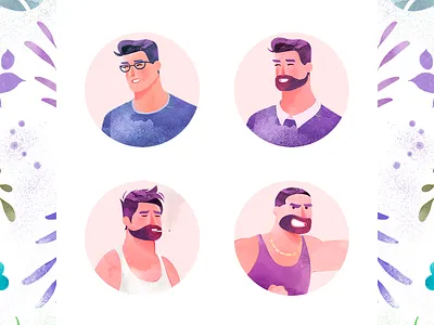 Illustration - 8 (Male characters) avatar emotions flat design human emotion illustration male male character people