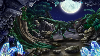 The Night version of Background for the Casino slot game background illustration design dinosaur game dinosaur illustration dinosaur slot gambling gambling art gambling design gambling illustration game art game design game illustration graphic design illustration slot design slot illustration slot machine