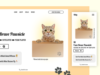 kitty Portfolio Website | Responsive Design branding design figma header landing page mobile view portfolio responsive responsive design typography ui ui design ux web web design web view website