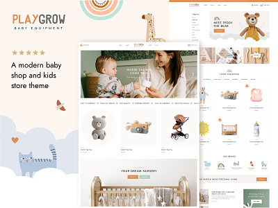 PlayGrow - Baby Shop and Kids Store Theme baby equipment baby shop kids store layout playful template theme toy store ui ux wordpress