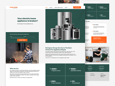 Landing page for appliance repair service design desktop figma ui ux web
