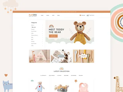 PlayGrow - Baby Shop and Kids Store Theme baby equipment baby shop kids store landing playful theme toy store ui ux wordpress