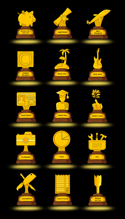 Trophies icons app design doodle graphic design icons logo raster trophy