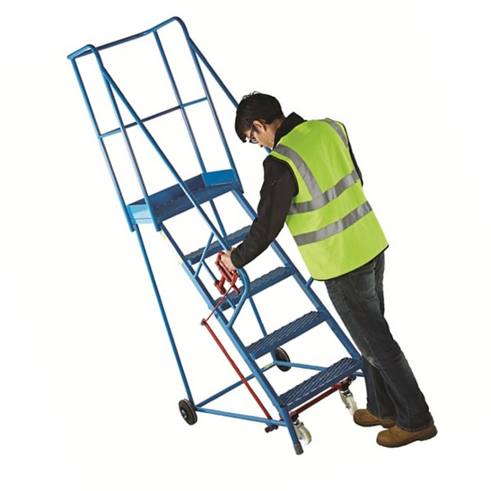 Heavy Duty Steel Industrial Steps Ladder with Handrails by Ladder Store