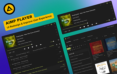 UI Redesign & Improve User Experience - AIMP Player music player product design ui ui design ux design visual design