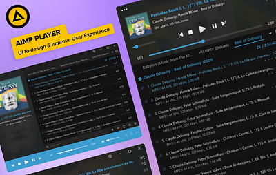 UI Redesign & Improve User Experience - AIMP Player | Version_2 music player player product design ui design ux design