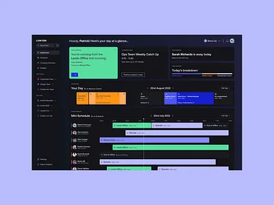 LunaDesk // Dashboard darkmode dashboard product design productivity scheduling ui ux uxui design