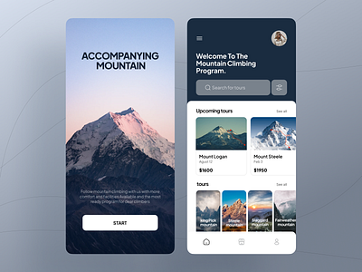 Mountain Climbing App 3d app branding camp climb concept graphic design illustration mountain nature plan ui