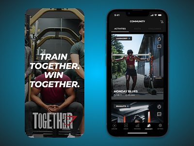 train together. win together app community design fitness social ui ux