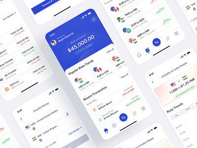 Banking Mobile App app banking bill clean country currency fintech flags icons interface mobile modern money payment simple transaction transfer ui ux wallet