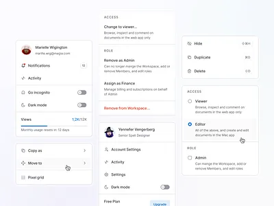 🪄 Magia UI - Dropdown avatar component dark mode design system dropdown figma gradient menu options switch ui ux