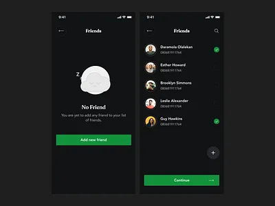 One Click darkmode empty state illustration mobile app ui