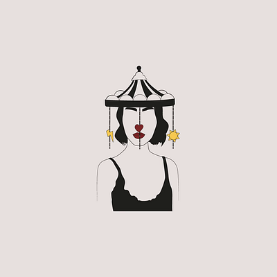 Thoughts Carousel after effects animation art artist carousel contrast emotions illustration illustrator line art merry go round minimal art mood mood swing motion graphics negative space self portrait surreal art thoughts woman