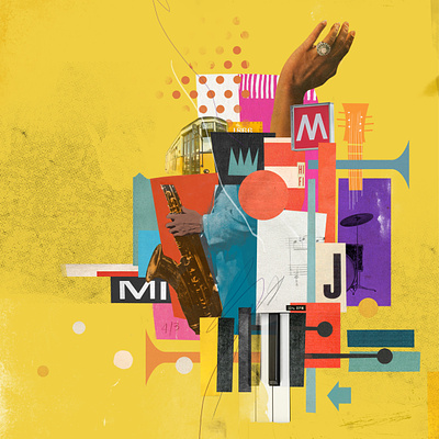 JazzMi Festival - Visual collage color digitalcollage editorial illustration jazz music