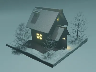 House in winter 3d graphic design