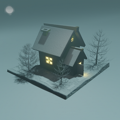 House in winter 3d graphic design