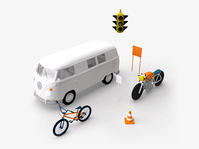 Unacast's 3D World 3d blue cityscape low poly orange rebrand startup traffic white