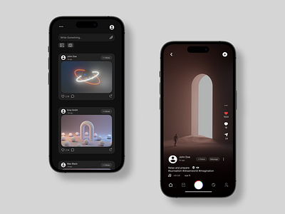 Social app concept 3d dark mode design figma iphone iphone 14 pro mobile social app social network ui ux video video app