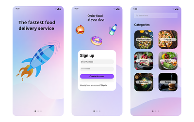 Food delivery application 3d food graphic design ui