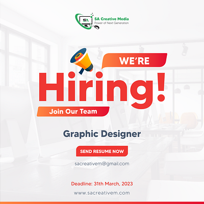 We are Hiring Social media Post banner branding design flyer graphic design illustration logo post poster socialmedia ui ux vector