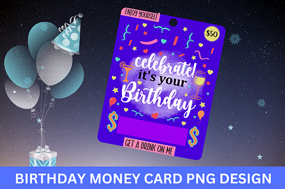 Birthday Sublimation Money Card png design 4th of july tumbler png design