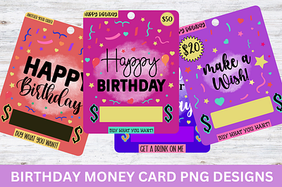 Birthday Sublimation Money Card png design Bundle 4th of july tumbler png design inspiratonal sticker png bundle money card png