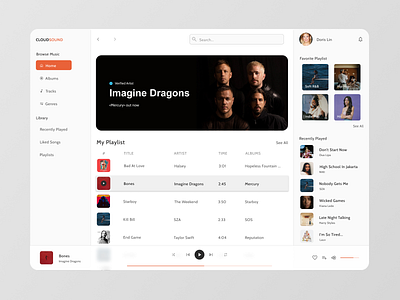 Music Dashboard branding design ui ux