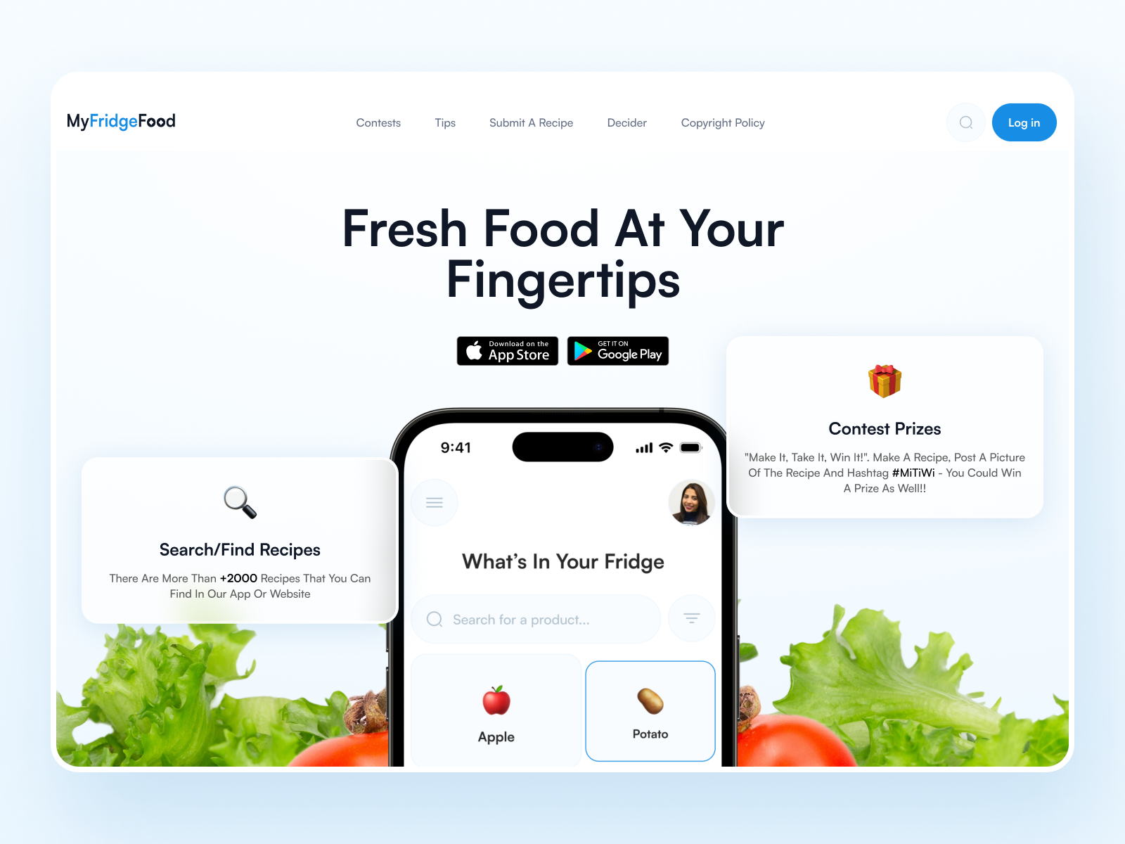 Landing Page My Fridge Food by Mohamad Azizi for Duxica on Dribbble
