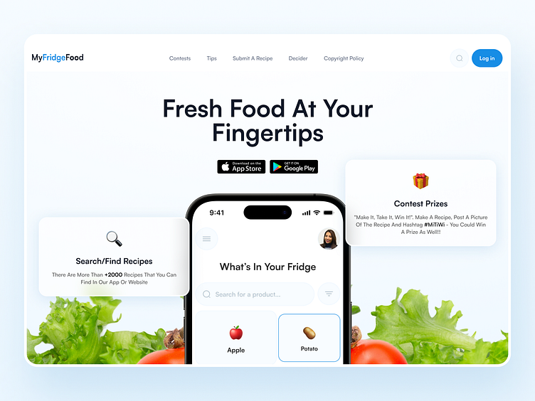 Landing Page My Fridge Food by Mohamad Azizi for Duxica on Dribbble