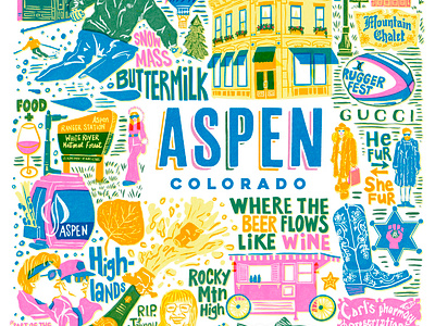 Aspen Colorado Poster 1980s aspen champagne colorado eighties fur coat gondola hotel jerome mountains national park skier skiing snow snowmass town wine