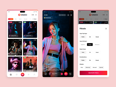 Osoci Live Stream app broadcast design live livestream orange stream streamer twitch ui ui design ux