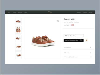 Ecommerce minimal Kids - Product Page UXUI add to cart brand design buy cart e commerce ecommerce kid shoes kids shop minimal minimalism minimalistic product page shoe shoe shop shop shopify shopping shopping page ui ux