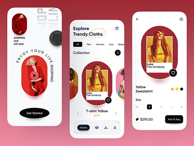 Mobile App: Shopping app app design clean design clothing ecommers fashion fashion app figma app design minimal design mobile app online shopping online store outfit shop shopping app ui