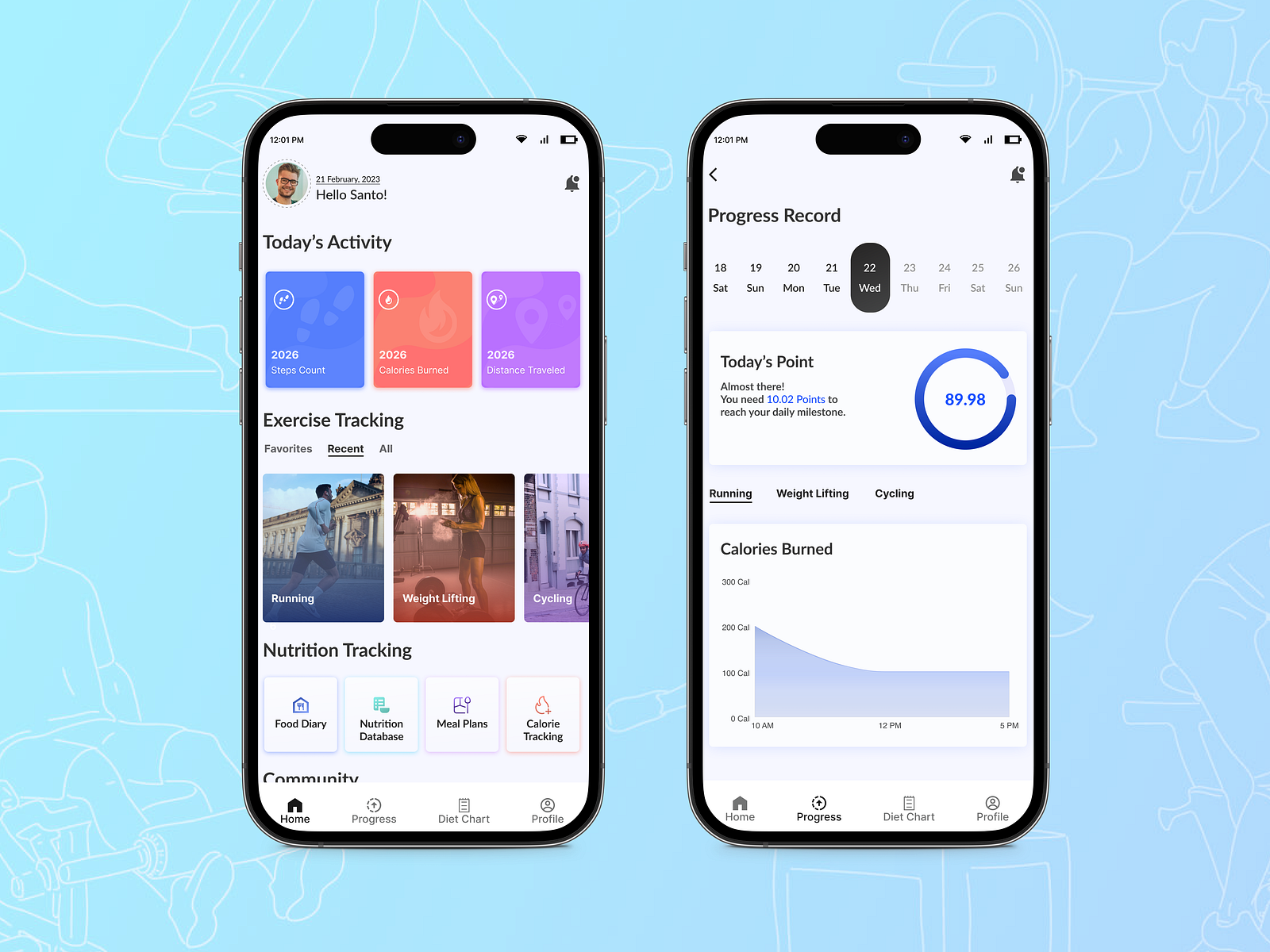 Fitness Tracking Mobile App UI Design by Sakib Ahmed Santo on Dribbble
