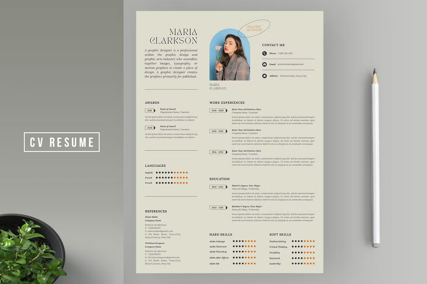 Modern CV Resume Template by Design My CV on Dribbble