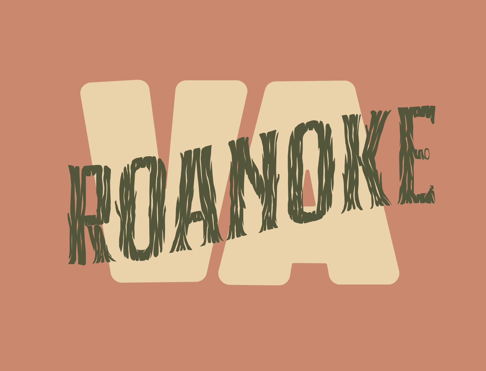 Roanoke Lettering, 2022 bone lettering roanoke tree twisted va virginia witch witchy wood