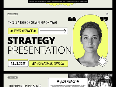 Strategy presentation brand branding brutalism deck design modern packaging pitch presentation startup strategy typography
