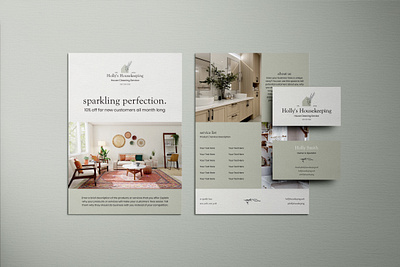 Elegant Housekeeping Brand Identity Set branding business card elegant flyer graphic design housekeeping identity marketing neautral