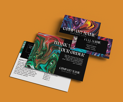 Ink Marbling Brand Identity Set bold branding business card colorful graphic design ink marbling marketing post card psychedelic