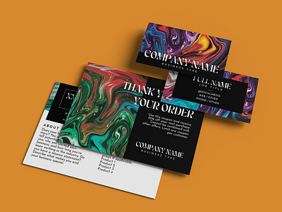 Ink Marbling Brand Identity Set bold branding business card colorful graphic design ink marbling marketing post card psychedelic