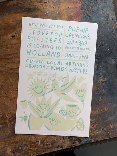 Stovetop Roasters Poster bird bug cafe coffee dutch flower happy holland roaster stove sun top tulip